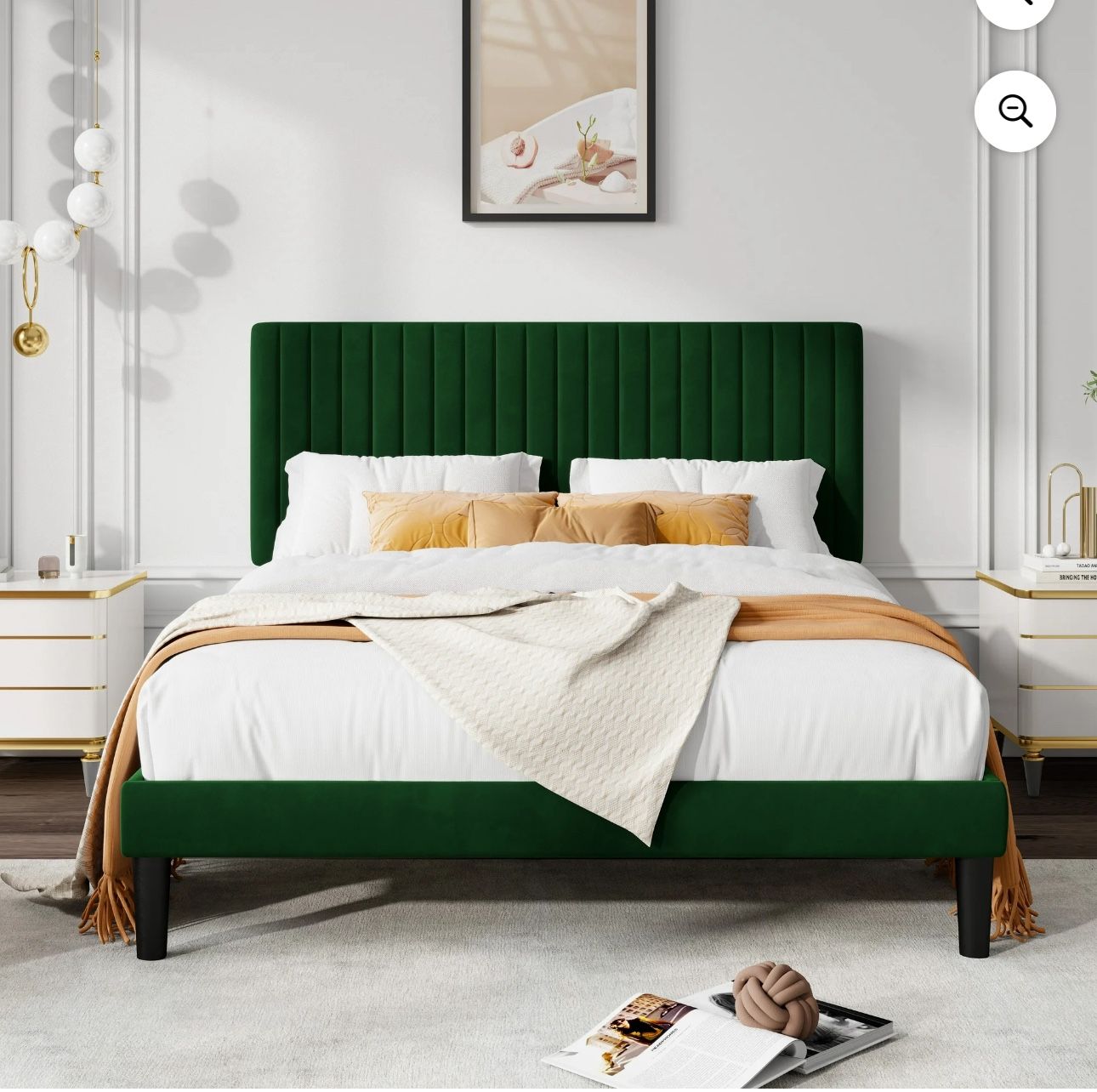 Allewie Full Size Velvet Upholstered Platform Bed Frame