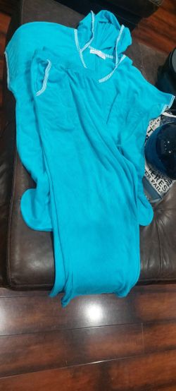 Blue Towel Like Material Pants And Top  Sz Xl women 