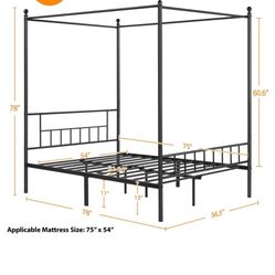Full Bed Frame Black  Metal 