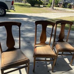 Vintage T back Wood Chairs 