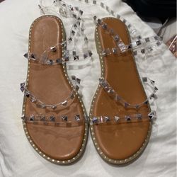 Katliu Womens Flat Ankle Strap Strappy Studded Gladiator Sandals Shoes Size 10