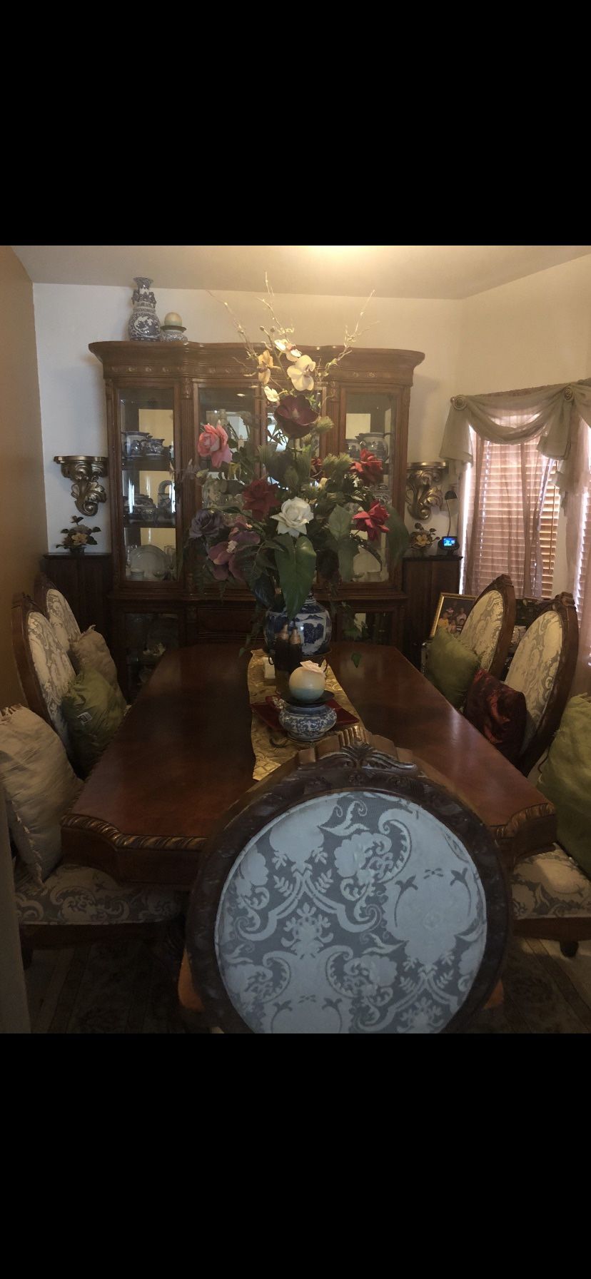 Formal Dining table And Chairs With China Cabinet
