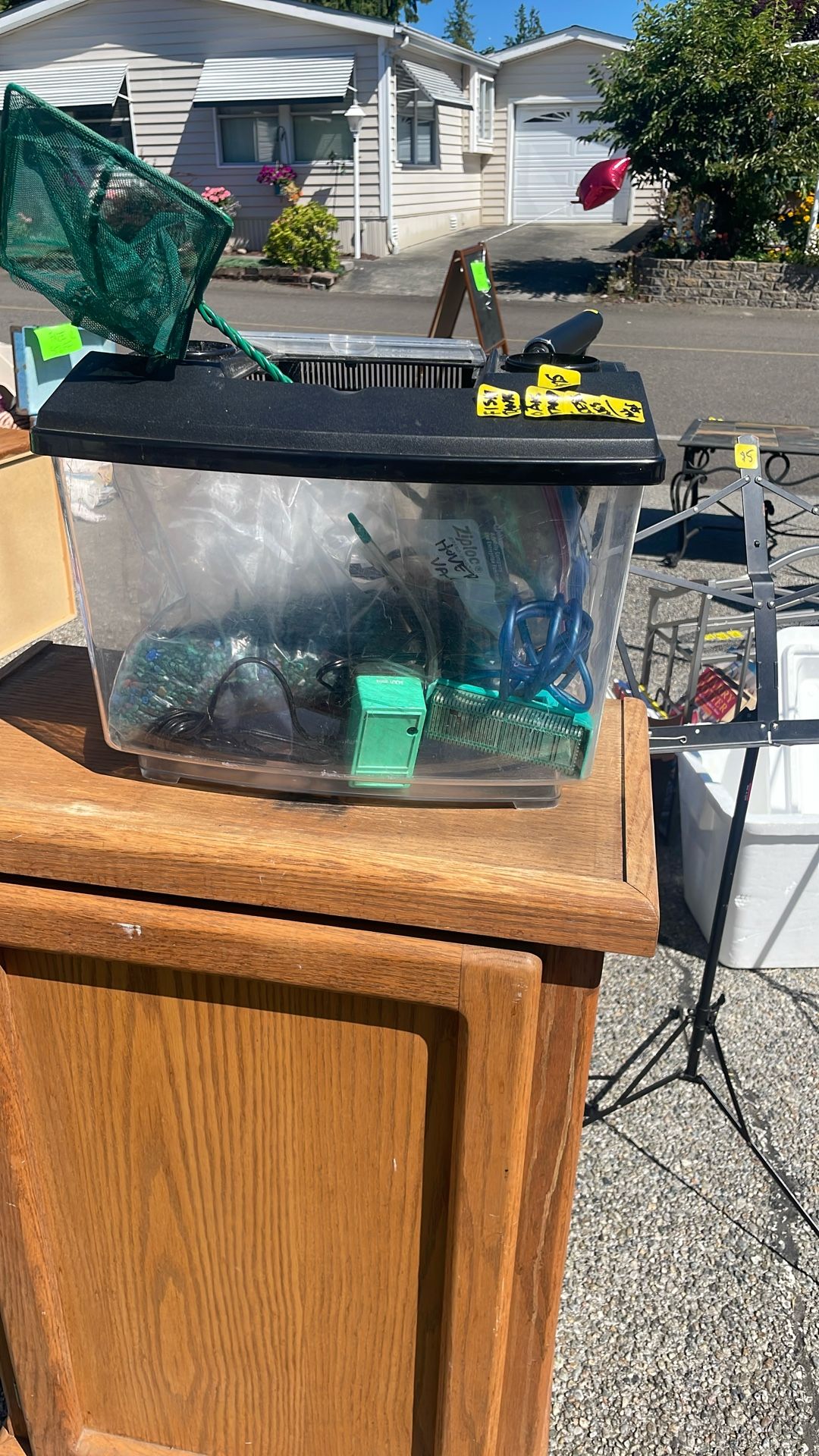 Fish Tank With All Accessories And Oak Stand