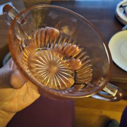 Vintage Pink Depression Glass Sugar And Creamer Set