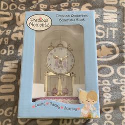 Precious Moments Porcelain Anniversary, Collectible Clock Jesus Loves Me