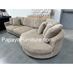 New Modern Contemporary Sectional And Large Chaise Fabric Couch 