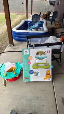 Baby bassinet, baby walker, baby toys, baby teddy bear