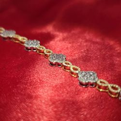 10k Yellow Gold Diamond Infinity Clover Bracelet 1.29 ctw