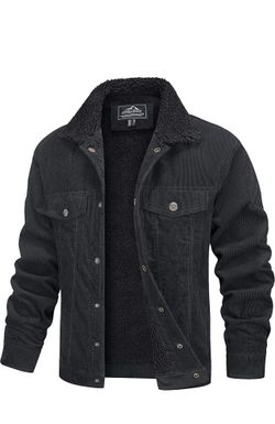 MAGCOMSEN Men's Corduroy Jacket Winter Sherpa Lined Warm Thick Coat Cotton Corduroy, Sherpa Lined, 5 Pockets, Fleece, Warm Winter Wool, Trucker Wester