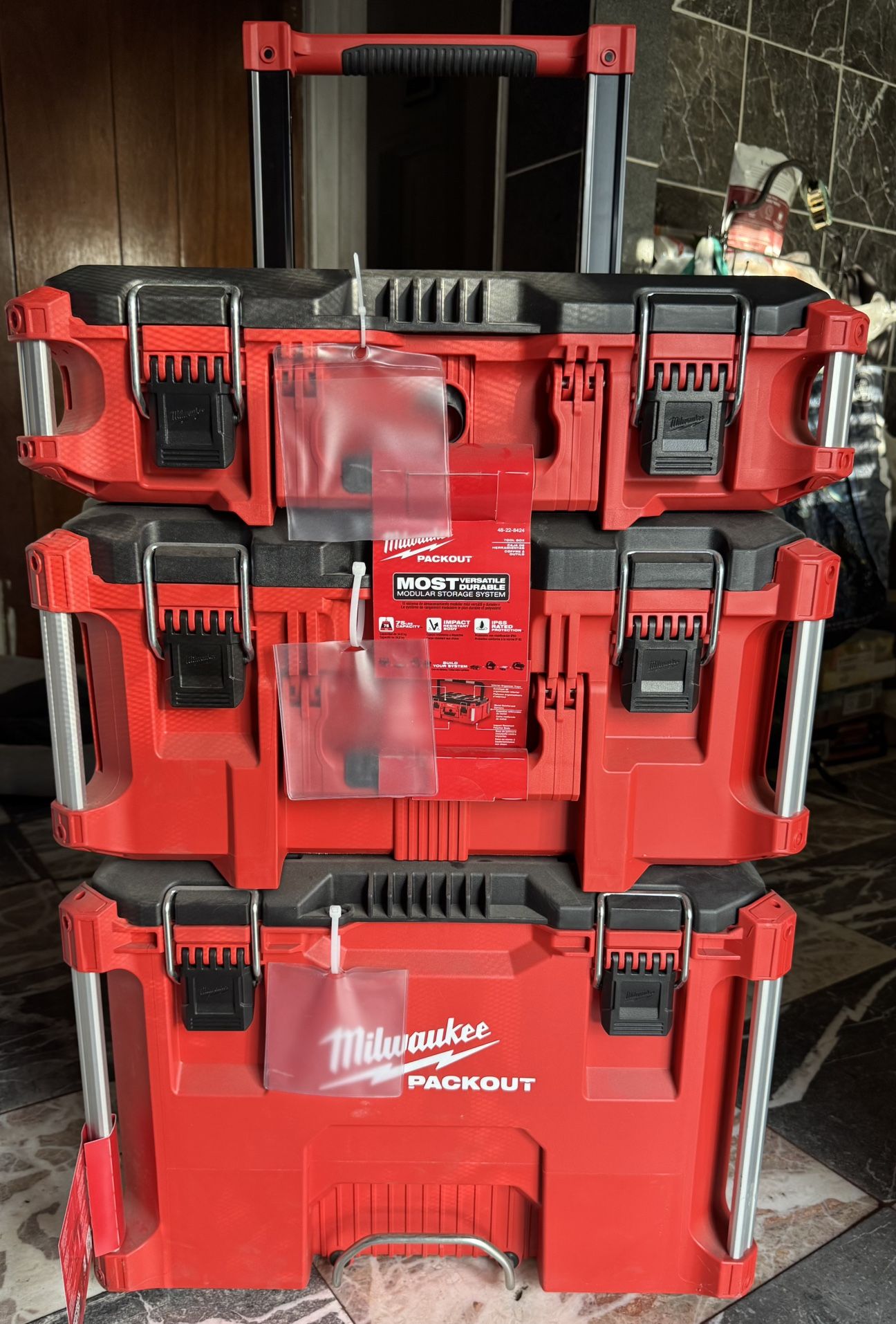 Milwaukee PACKOUT 22 in. Rolling Tool Box, 22 in. Large Tool Box and 22 in. Medium Tool Box ProSystem Low Profile Handle