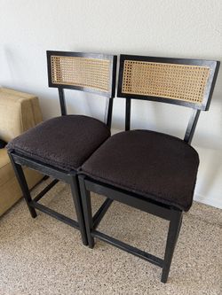 Black Wood Barstools Wicker Back