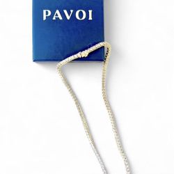 PAVOI 15” 14K gold plated CZ Tennis Necklace