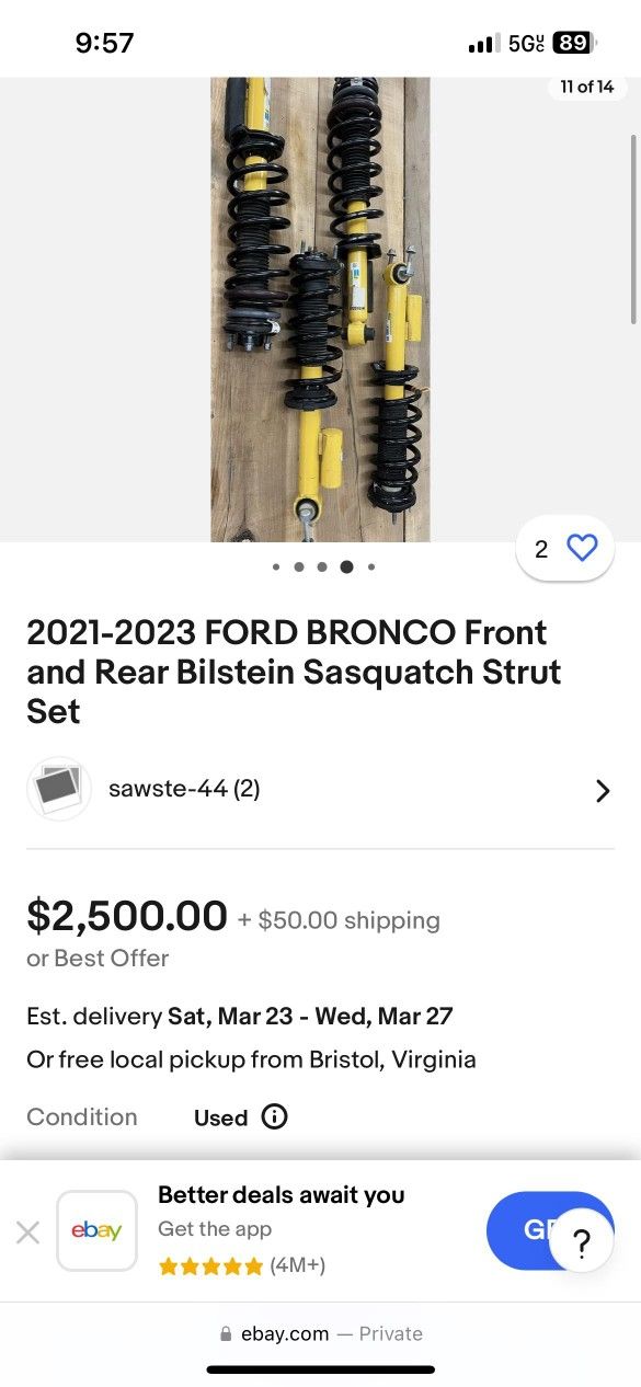 21-23 BRONCO Sasquatch Set, Front And Rear