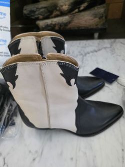 Two-Tone Western Cowboy Ankle Boots FREE PEOPLE