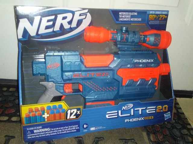 Nerf Elite 2.0 Phoenix CS-6 motorized blaster w/Darts! NEW!