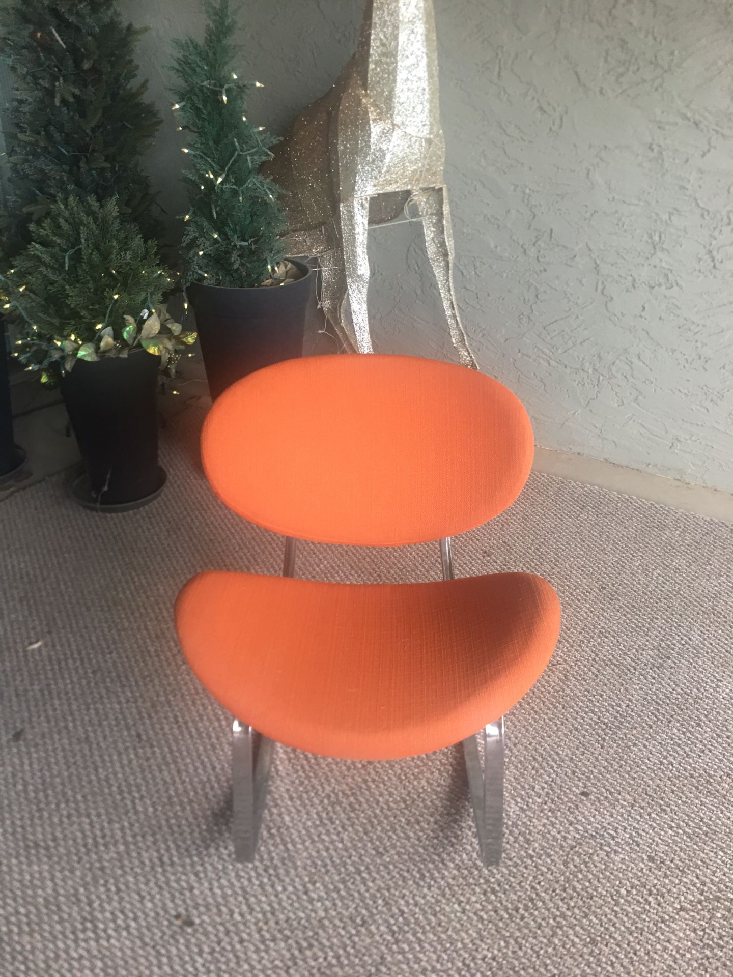 Modern rocking chair Clamshell MCM Handy Living Orange Strie Chair Low Profile Wide Seat Comfy