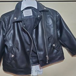 Zara kids girls faux leather jacket coat 2-3