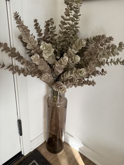 Glass Floor Vase - with Flowers