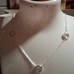 PANDORA AUTHENTIC BRAND NEW STERLING SILVER PAVE CIR LES CHAIN NECKLESS 20.2 INCHES