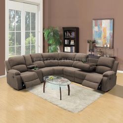 New Brown  Cotton Fabric Reclining Couch