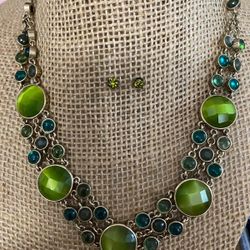 Juego Collar Aretes Gold Filled Piedras Joyería Antigua 