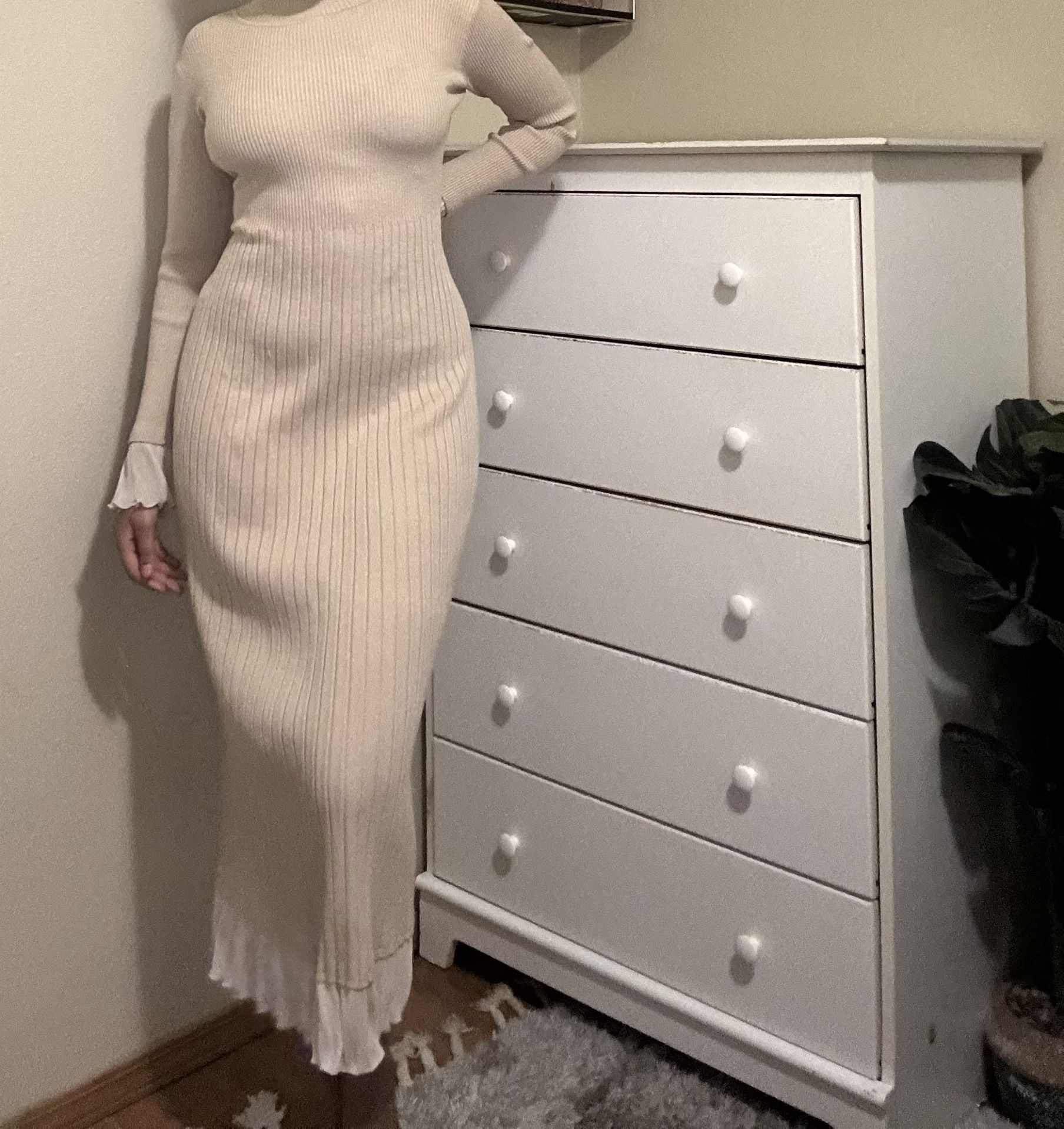 Long Sleeve Winter Medium Knit Mermaid Dress