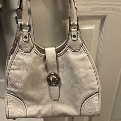 Authentic White Leather Michael Kors  Bag 