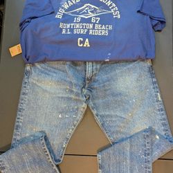New men large polo outfit large short sleeve shirt and 36x30 jeans