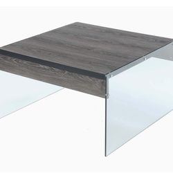 Soho High Quality Modern New Weathered Gray Wooden and Glass Coffee Table