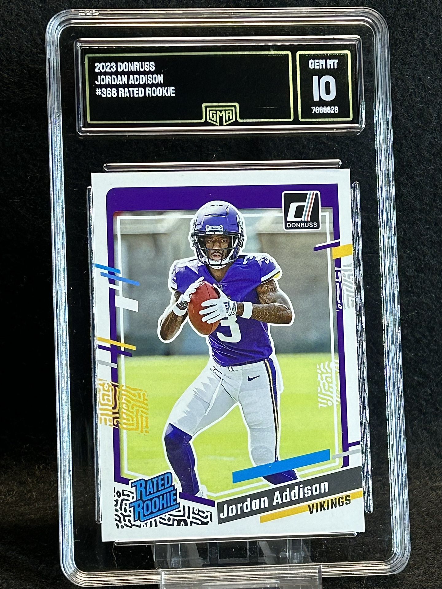 2023 Donruss 💥 Jordan Addison 💥 Rated Rookie GMA 10 💎 Mint - Minnesota Vikings 
