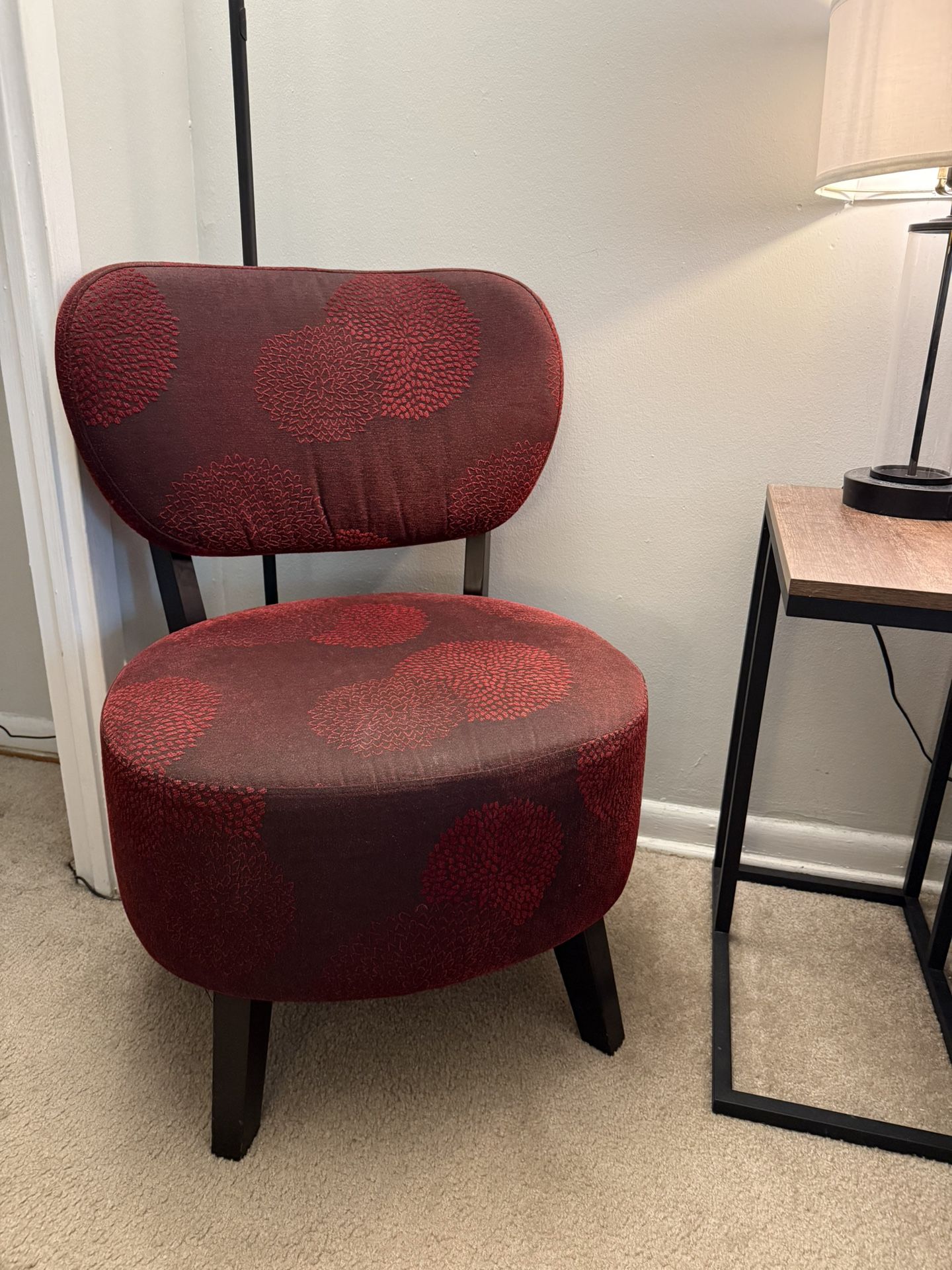 Red Patterned Accent Chair