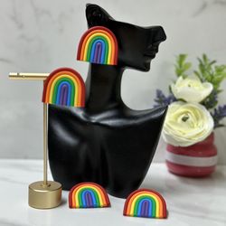 Stud Clay Rainbow Earrings