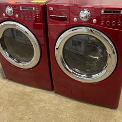 LG Red Washer And  Electric Dryer. Set Used 