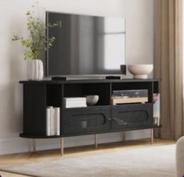 Fluted Oval Rattan TV Stand 63"
