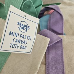 Trader Joes Canvas Mini Tote Bag Set