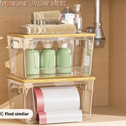 Acrylic Box W/ Bamboo Wood Lid Trash Bag Bread ect