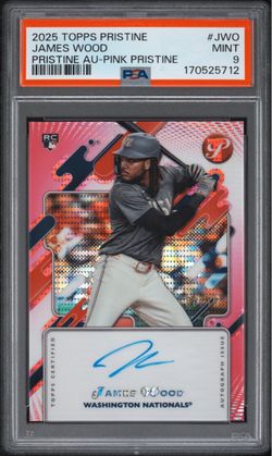 2025 Topps Pristine James Wood Auto Pink Refractor /15 RC Nationals PSA 9