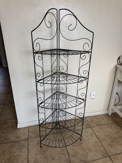 Vintage Folding Metal Ornate 5 Tier Plant Stand Home Decor