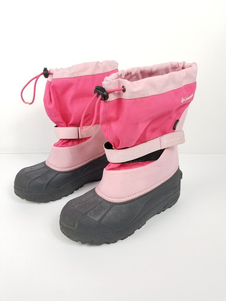 Columbia kids Youth size 6 waterproof rubber snow rain boots with wool lining $32