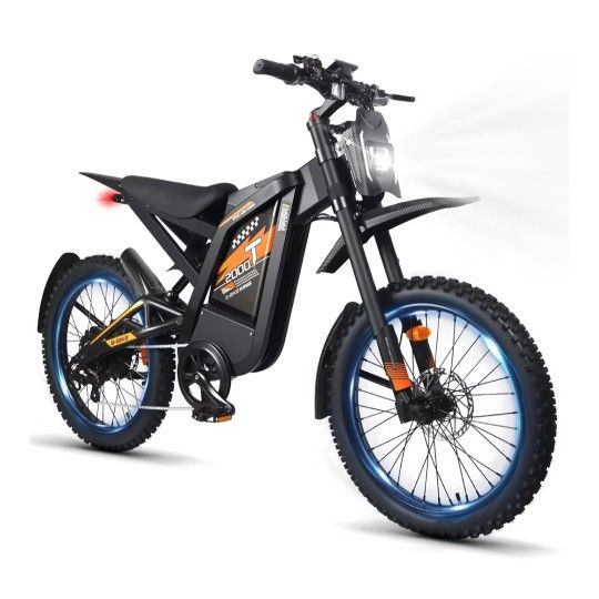 ☆ OUXI Electric Dirt Bike for Adults, Peak 3000W Electric Motorcycle with 48V 32AH Removable Battery, Max 37 MPH E-Bike, Dual Fork Suspension, Hydraul
