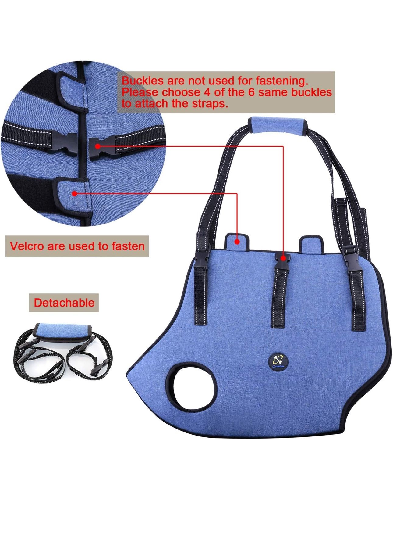 Brand: Coodeo Coodeo Dog Lift Harness, Pet Support & Rehabilitation Sling Lift Adjustable Padded Breathable Straps for Old, Disabled, Joint Injuries,