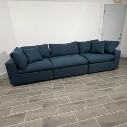 FREE DELIVERY CLOUD SOFA BLUE 3 Pcs 