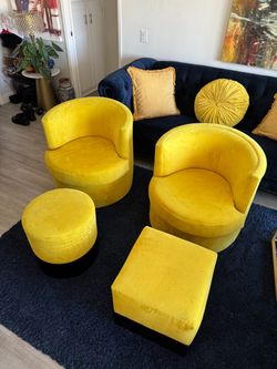 Yellow Velvet Swivel Chairs