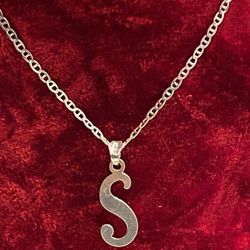 925 NEW SILVER Necklace With  S  Pendant 