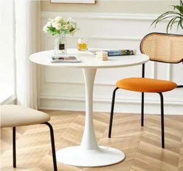 White Round Tulip Pedestal Dining Table
