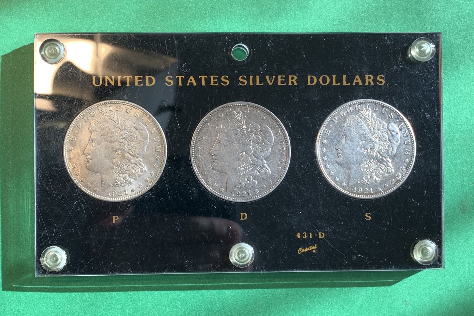 1921 Morgan Silver Dollar P-D-S Set