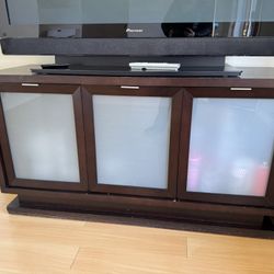 Wood Storage Cabinet With Hidden Drawer, 3 Cabinets With Doors