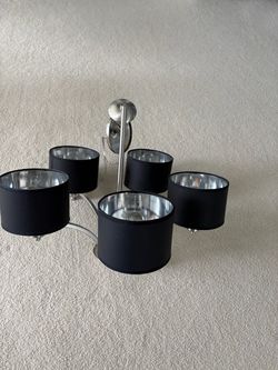 5-Light Ceiling Chandelier with Black Shades