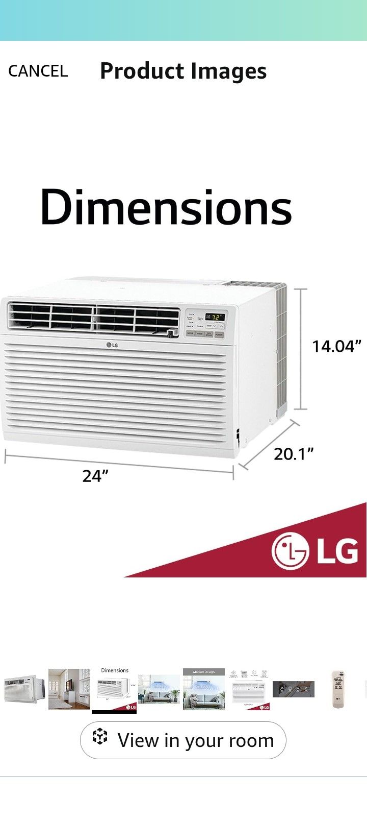 BRAND NEW IN SEALED BOX LG 7,800 BTU Through the Wall Air Conditioner, 115V, AC Wall Unit for Rooms up to 330 Sq. Ft., Perfect for Bedroom or Office,