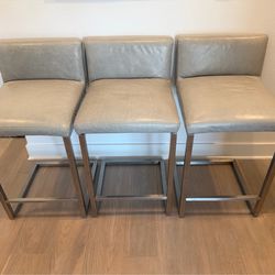 Room & Board Bar Stools with Grey Leather